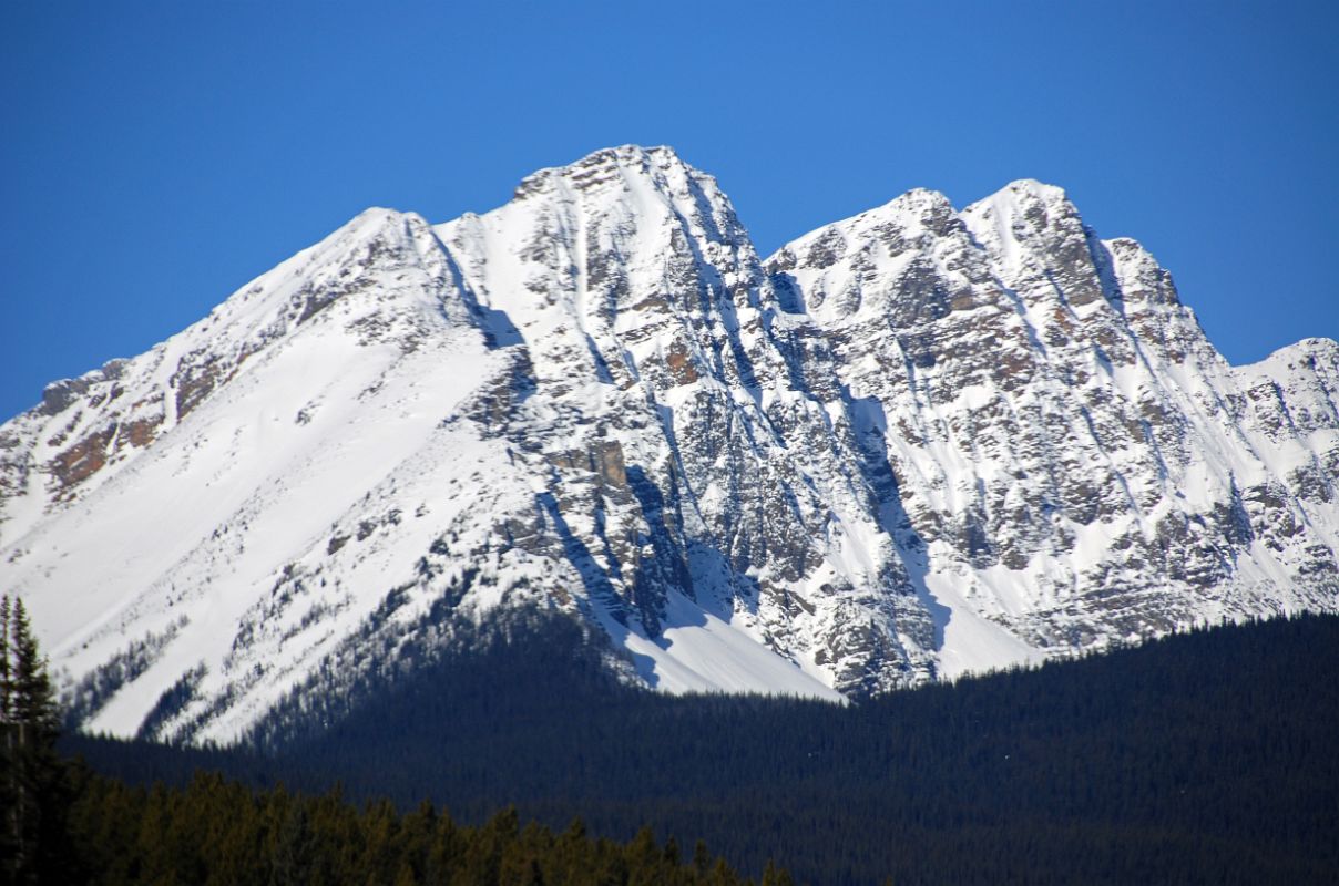 03A Panorama Peak Morning From Trans Canada Highway At Highway 93 Junction Driving Between Banff And Lake Louise in Winter